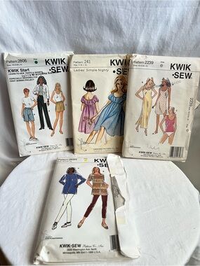 Kwik Sew Sewing Pattern Lot 4 Pants Shorts Nightgown Tops 2806 241 2239 2695